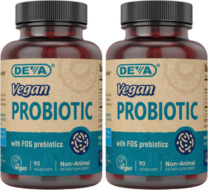 Deva Vegan Probiotic with FOS Prebiotics – 2 Billion CFU – 90 Capsules