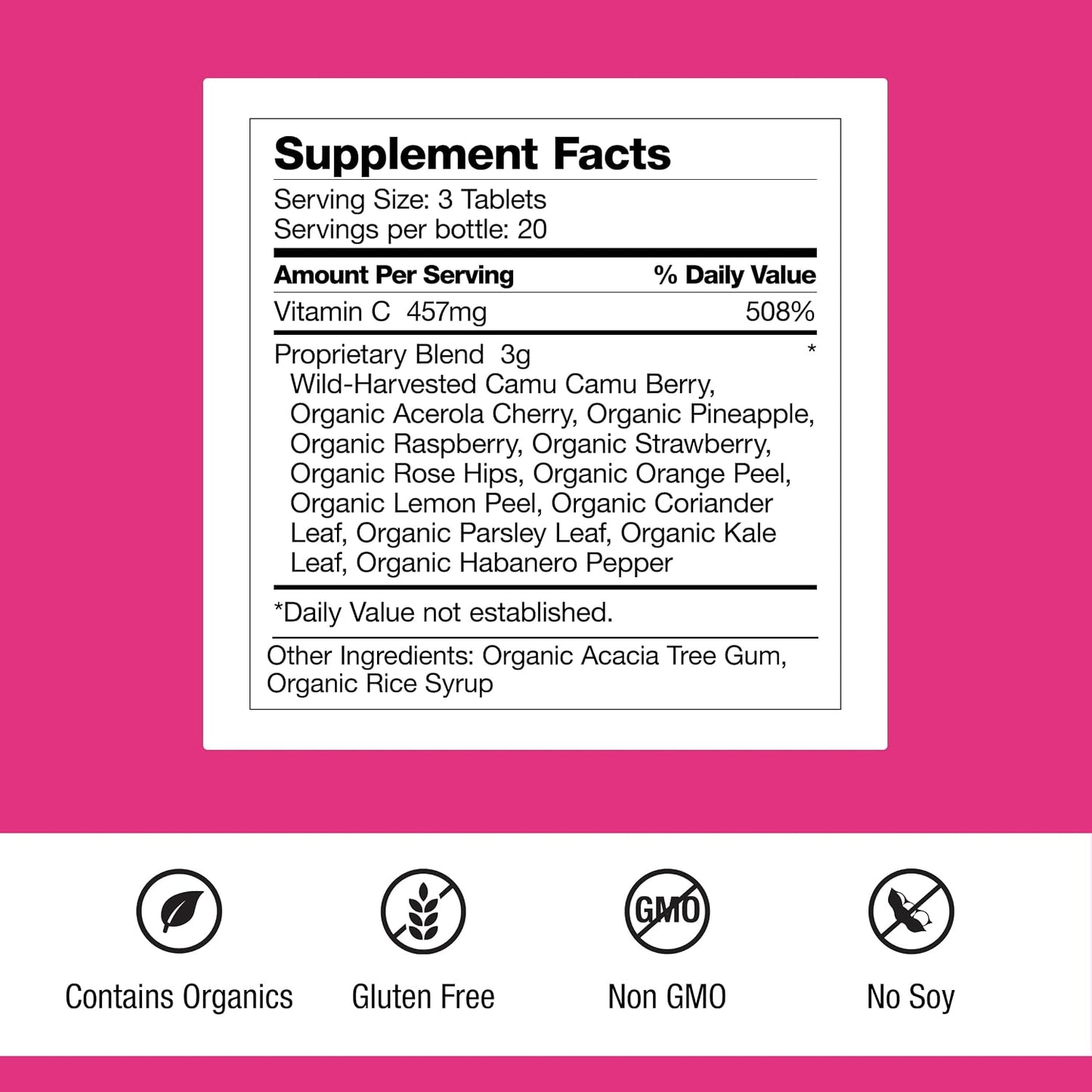 Dr. Schulze's Super-C Plus - High-Potency Vitamin C Supplement with Superfoods - 60 Chewable Tablets (20 Servings) - görsel 2