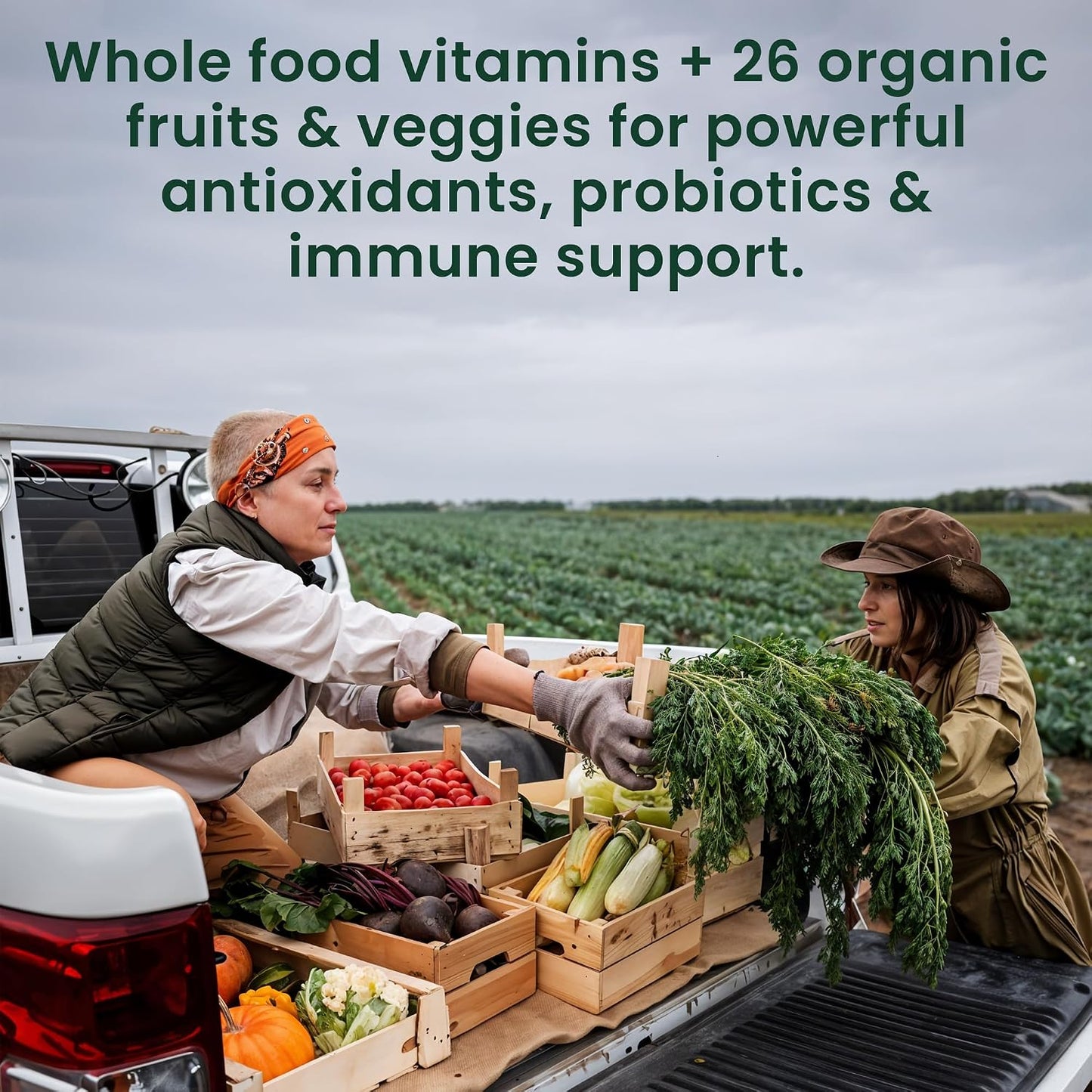 OPTIVIDA Organic Whole Food Multivitamin for Men & Women (1 Month Supply) with Probiotics & Antioxidant Blends - görsel 2