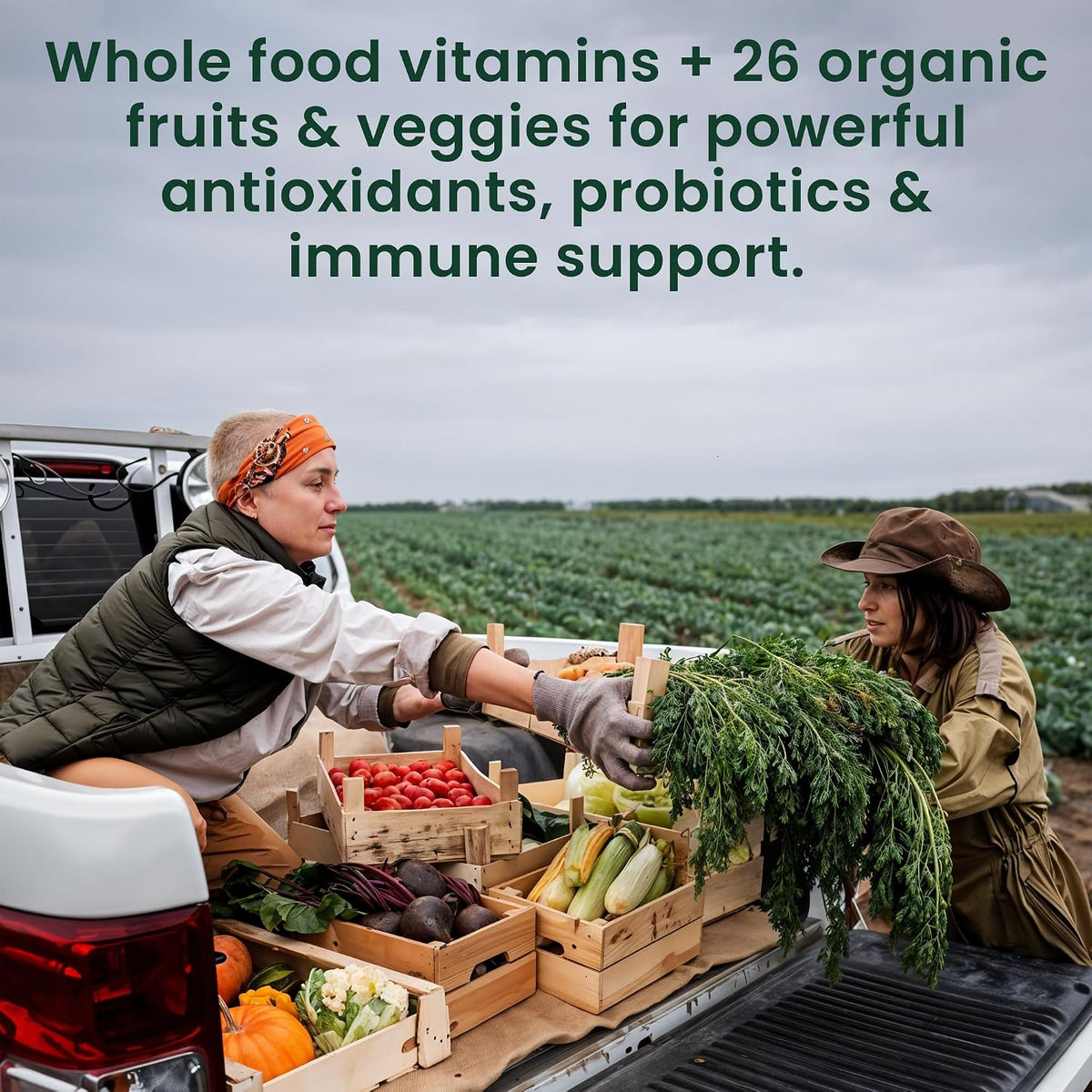 OPTIVIDA Organic Whole Food Multivitamin for Men & Women (1 Month Supply) with Probiotics & Antioxidant Blends - görsel 2