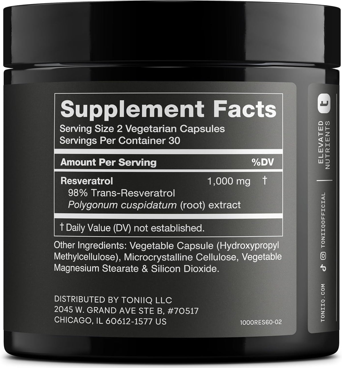 Toniiq Ultra High Potency Trans Resveratrol 1000mg - 98% Pure - 60 Capsules - görsel 2