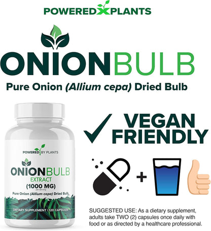 Onion Bulb Extract 1000mg Pure Natural Onion (Allium Cepa) Dried Bulb - 120 Capsules