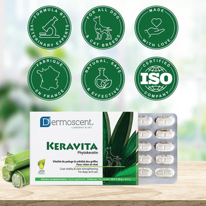 Dermoscent Keravita Dog & Cat Skin and Coat Food Supplement - 30 Tablets