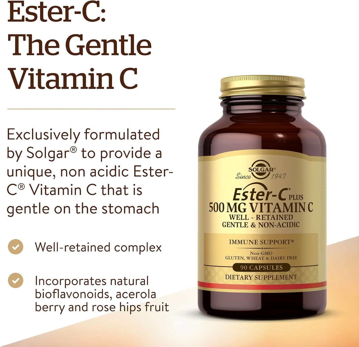 Solgar Ester-C Plus 500 mg Vitamin C with Citrus Bioflavonoids – 90 Capsules - görsel 3