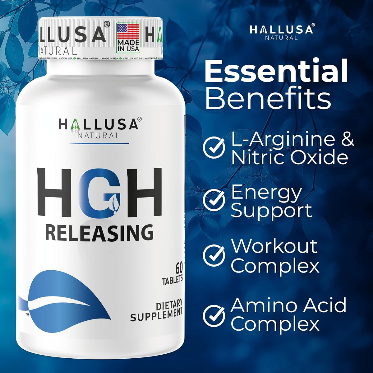 HGH-Releasing Support Supplement with L-Arginine & Ornithine | Nitric Oxide Support for Muscle Recovery, Energy & Performance | Amino Acid Complex with Vitamin B3 & Chromium | 60 Tablets - görsel 6