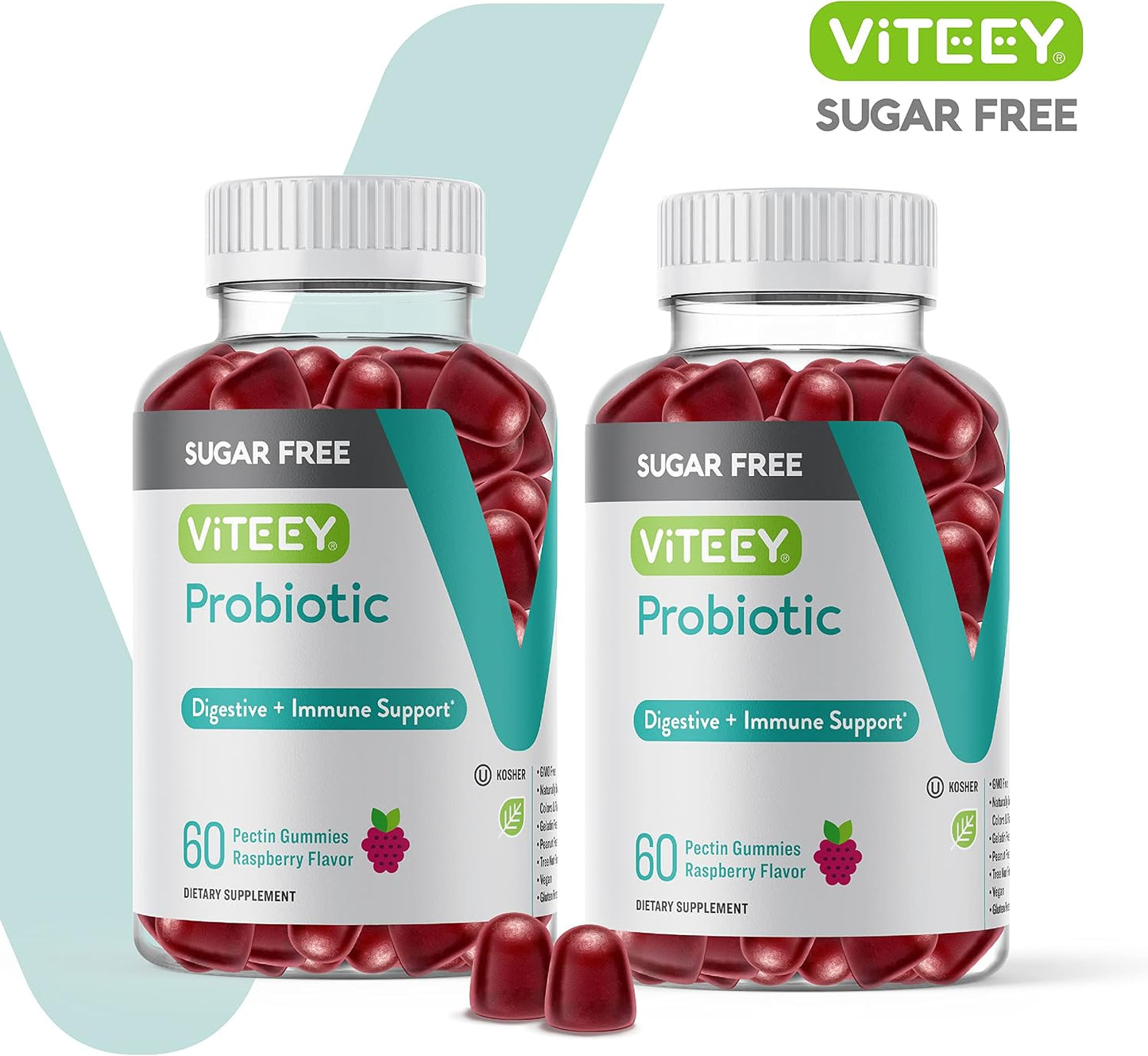 Viteey Probiotic Gummies for Women, Men & Teens, 2 Billion CFUs - Sugar-Free - görsel 2