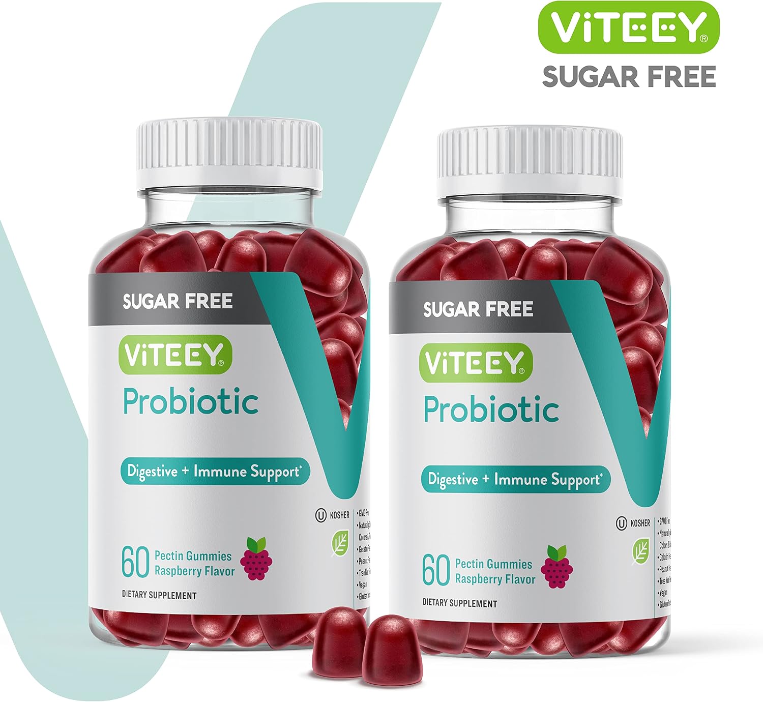 Viteey Probiotic Gummies for Women, Men & Teens, 2 Billion CFUs - Sugar-Free - görsel 2