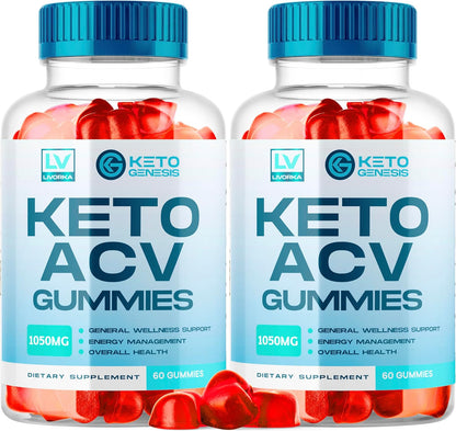 Keto Genesis Keto ACV Gummies Advanced - Apple Cider Vinegar Gummies, 3 Pack (180 Gummies)