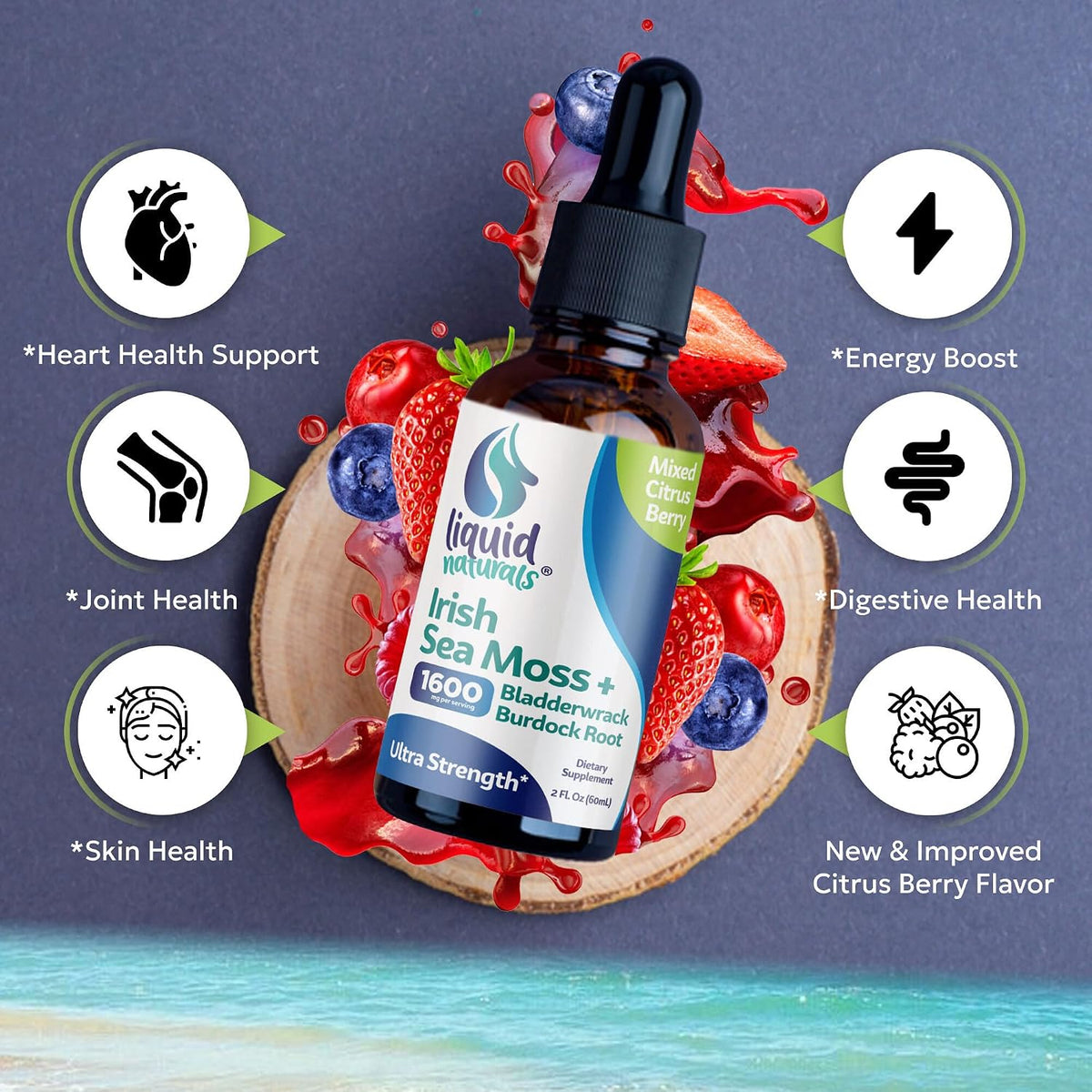 Irish Sea Moss Drops - Citrus Berry Flavour - 92+ Essential Minerals & Vitamins - görsel 3