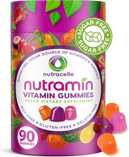 NUTRAMIN Daily Vegan Keto Multivitamin Gummies - Non-GM, Sugar-Free, Plant-Based Immunity Support with Vitamin C, D & Zinc – 90 Count (45 Days)