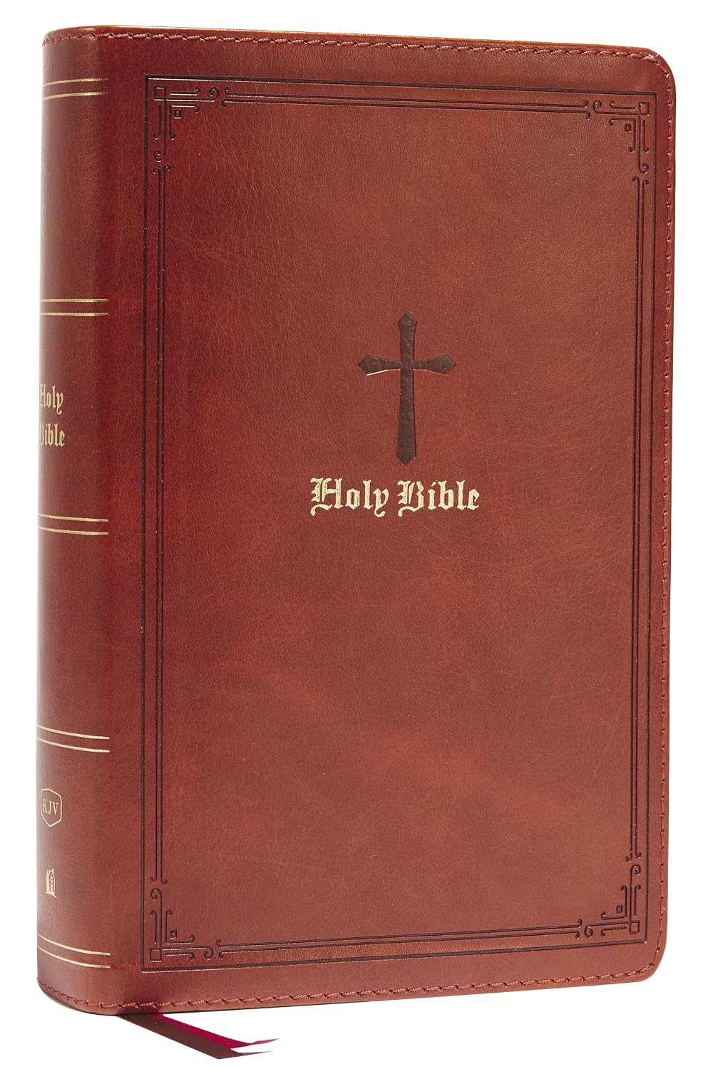 KJV Holy Bible: Large Print Single-Column with Cross References, Brown Leathersoft - görsel 1