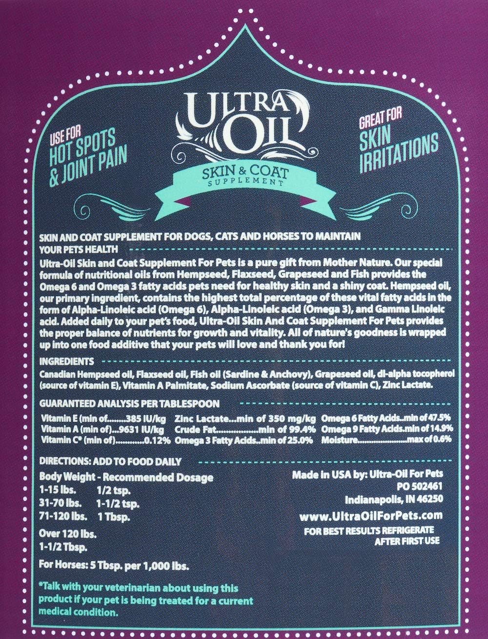 Ultra Oil Skin and Coat Supplement for Dogs and Cats, 128 oz - görsel 8