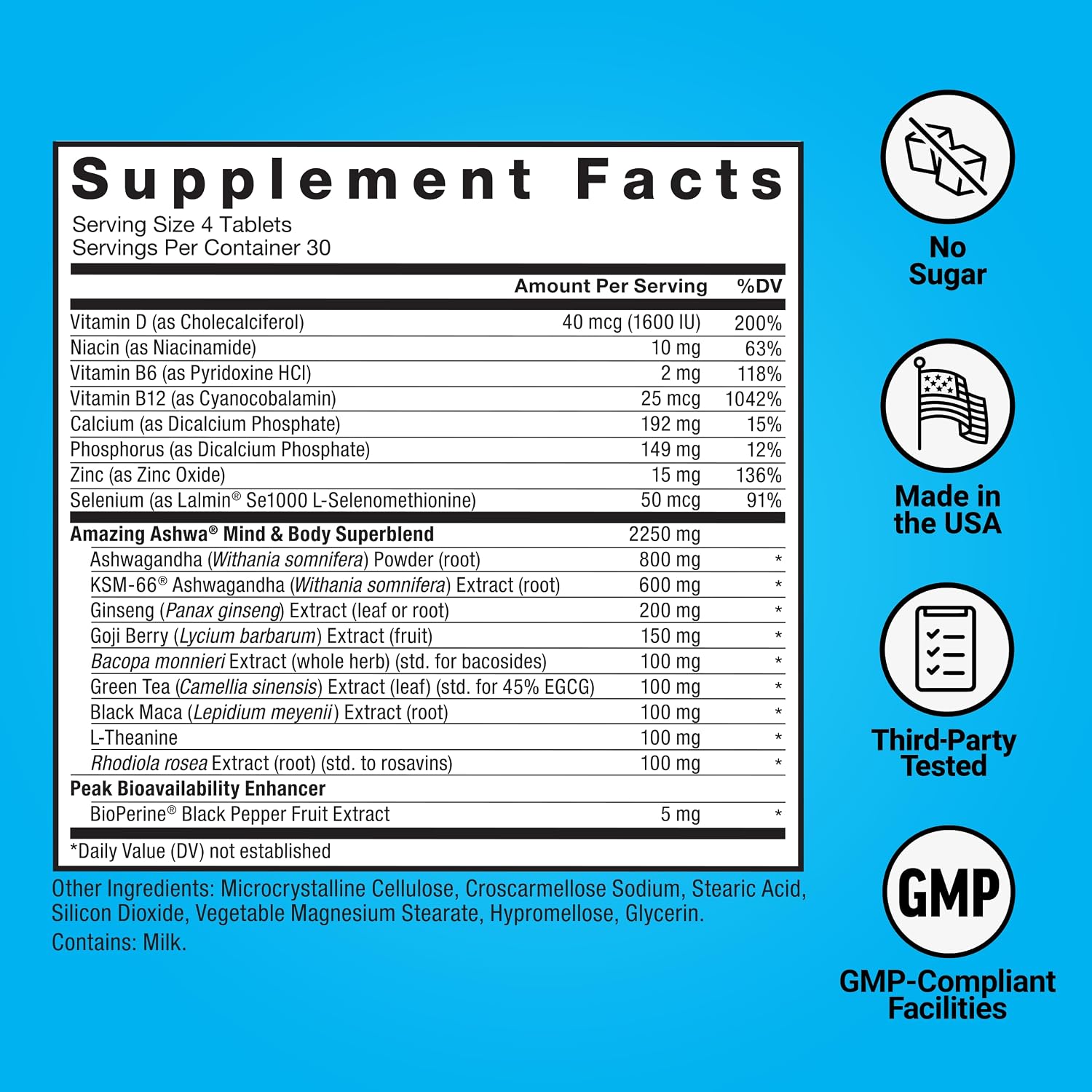 Force Factor Amazing Ashwa, KSM-66 Ashwagandha Supplement for Stress Support, Focus, Memory, Immune Support, With Vitamins, Minerals & Antioxidants, Cortisol Supplements for Women, 360 Tablets (3-Pack) - görsel 7