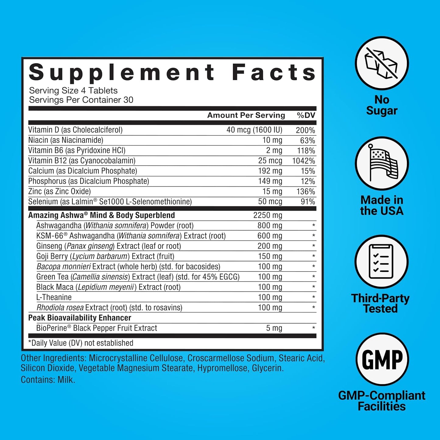 Force Factor Amazing Ashwa, KSM-66 Ashwagandha Supplement for Stress Relief, Focus, Memory, Immune Support, With Vitamins, Minerals & Antioxidants, Cortisol Supplements for Women, 240 Tablets (2-Pack) - görsel 7