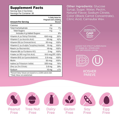 Zahler Prenatal Gummies - 60 Gummies (30 Servings) - Kosher, Gluten-free, Vegetarian-Friendly Grape Flavour