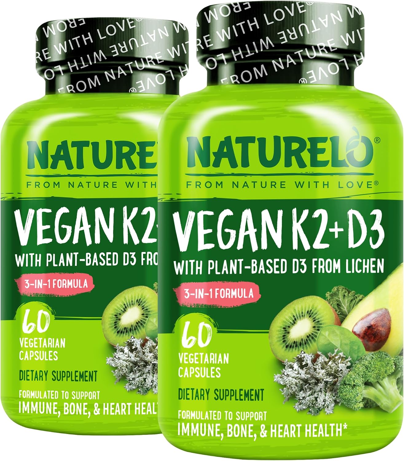 NATURELO Vitamin D3 & K2 - Vegan with Plant-Based D3 from Lichen - Food Supplement for Immune Support, Bone Health, and Heart Health* - Non-GM - Gluten-free - 60 Capsules - görsel 10