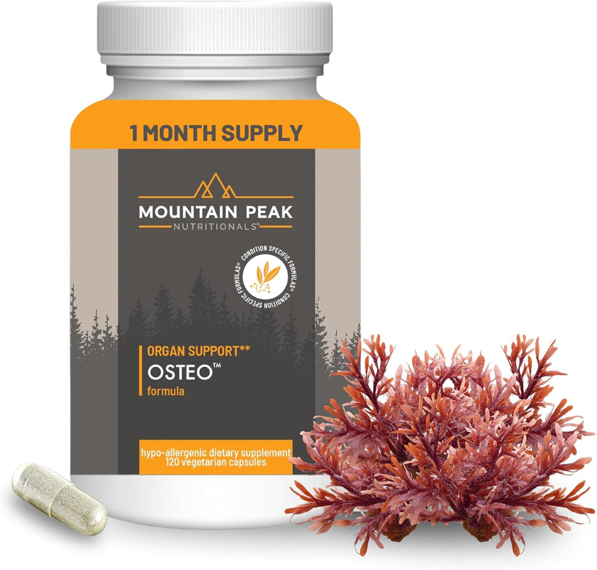 Mountain Peak Nutritionals Osteo Supplement - Bone Support with Vitamins D3, K2, Calcium, and Magnesium (120 Veg Capsules) - görsel 1