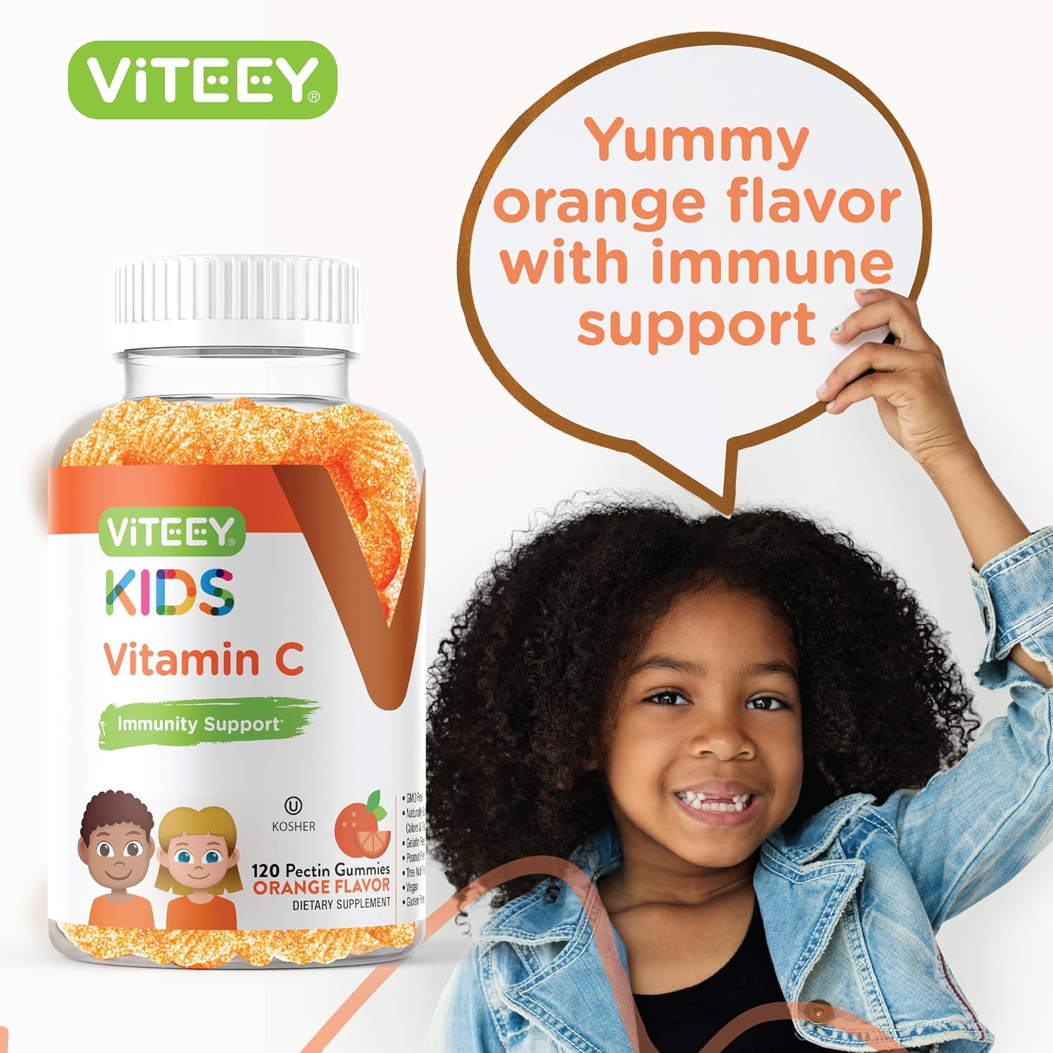 Viteey Kids Vitamin C Gummies – Chewable Orange Flavoured Immune Support, 120 Count - görsel 6