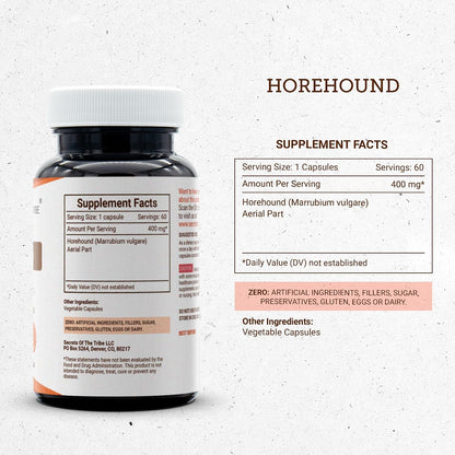 Secrets of the Tribe Horehound 60 Capsules, 400 mg