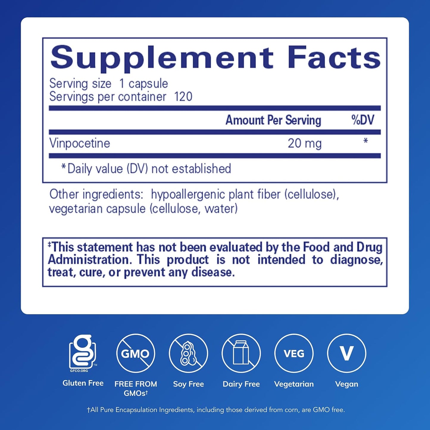Pure Encapsulations Vinpocetine 20 mg, 120 Capsules - görsel 2