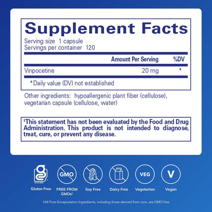 Pure Encapsulations Vinpocetine 20 mg, 120 Capsules