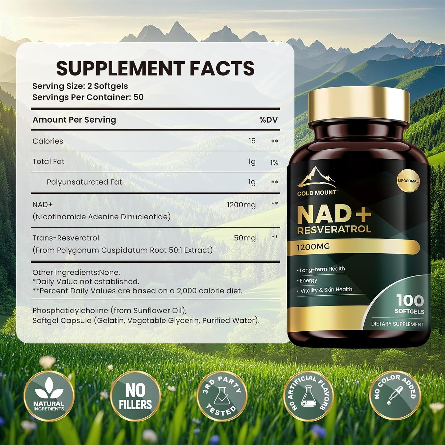 MEGNETA NAD Supplement with Trans Resveratrol – Boost NAD Levels, Energy & Healthy Ageing Support – 200 Soft gel capsules - görsel 2
