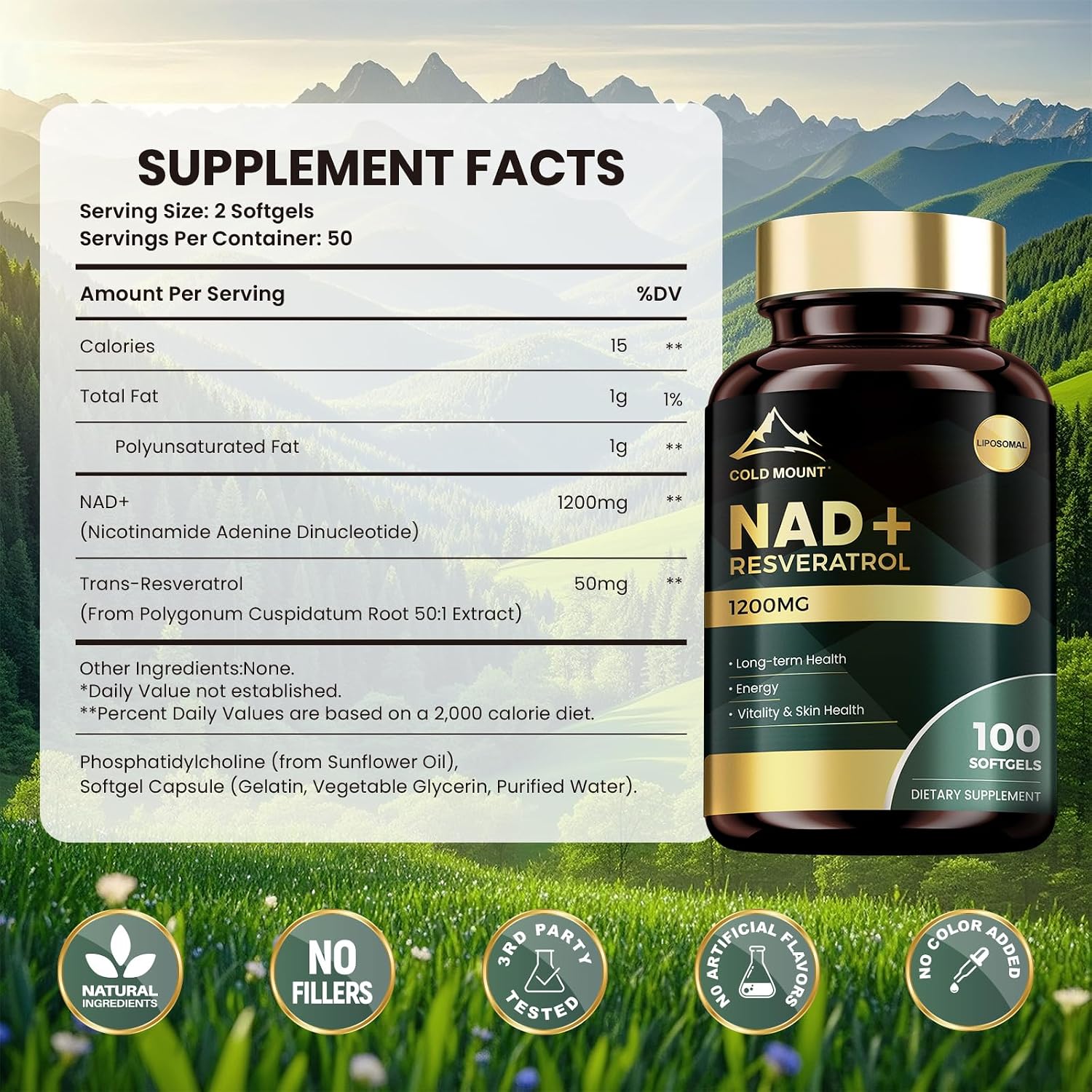 MEGNETA NAD Supplement with Trans Resveratrol – Boost NAD Levels, Energy & Healthy Ageing Support – 200 Soft gel capsules - görsel 2