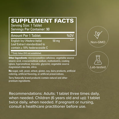 Terry Naturally EuroPharma Bronchial Clear Ivy Leaf Extract – 90 Tablets