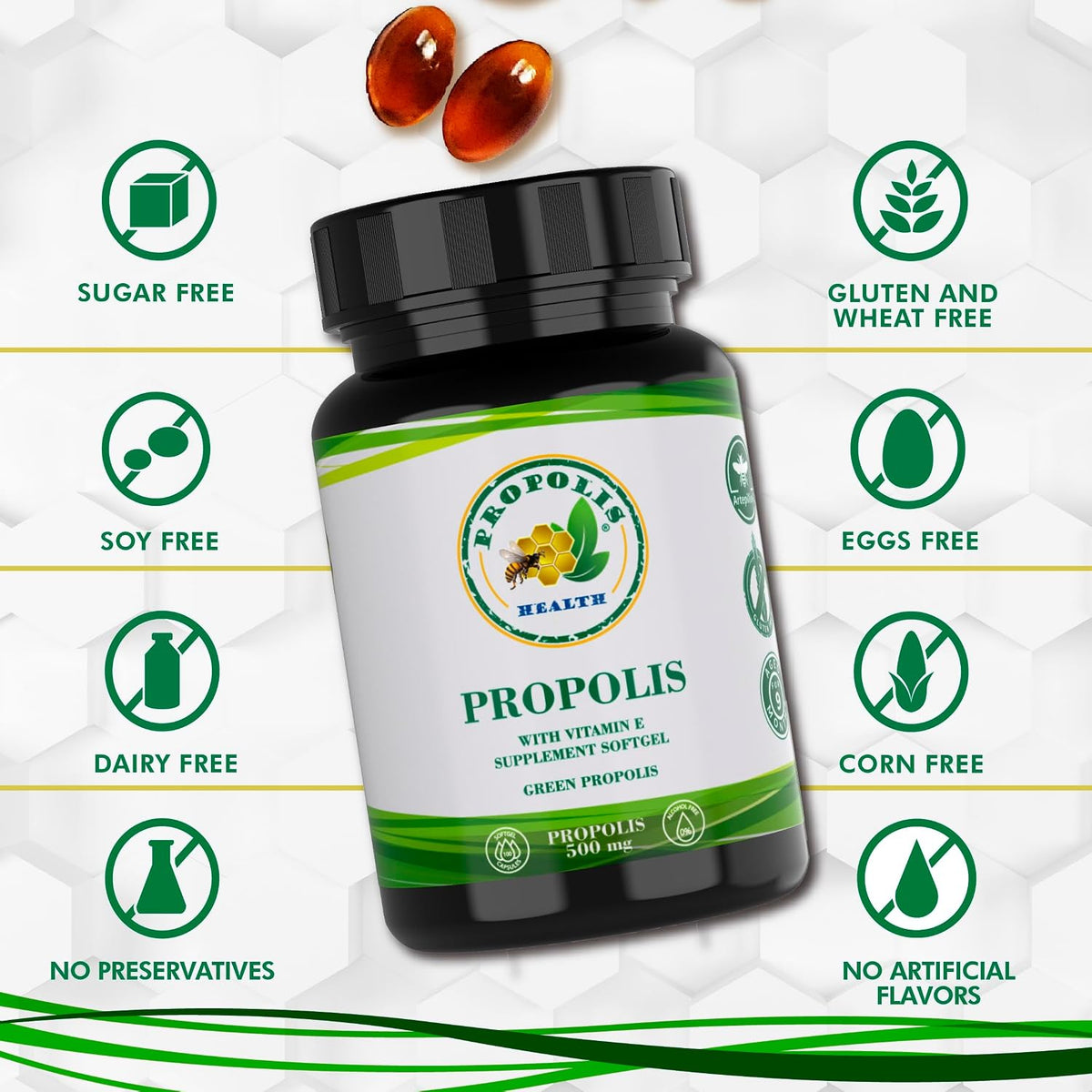 Propolis Health Propolis Capsules 1000mg with Vitamin E – 100 Capsules - görsel 4
