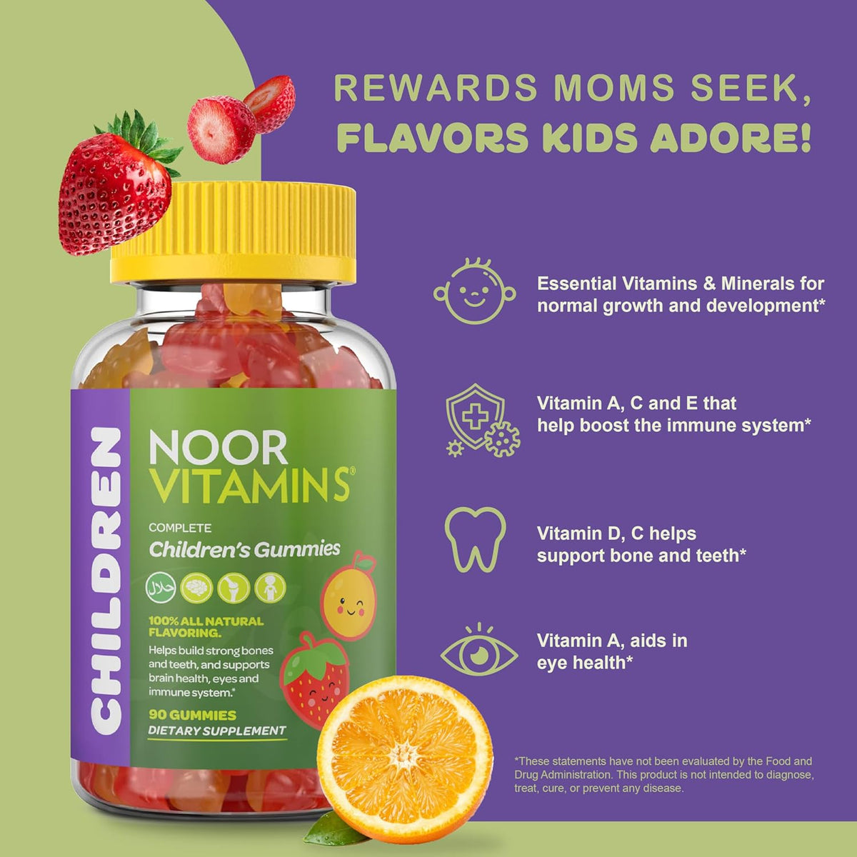Noor Vitamins Halal Kids Multivitamin Gummies - 90 Gummies - görsel 3