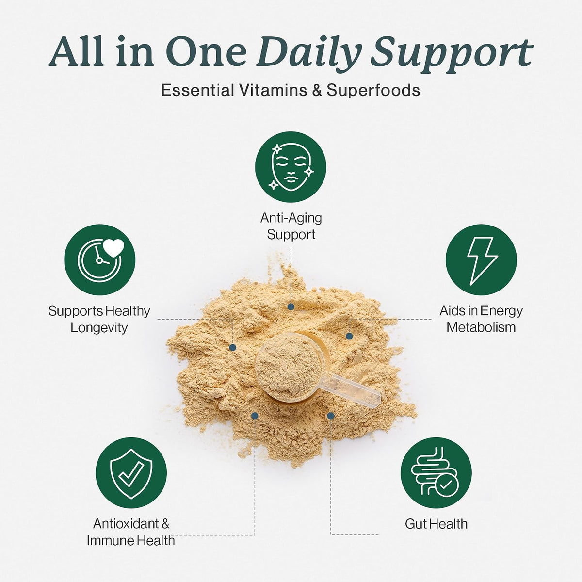 Dr. Fuhrman Whole Food Greens Powder - Premium Greens Superfood Powder Multivitamin with Organic Mushrooms, Turmeric, Plant Protein, Vitamins B12, D3, K2 - görsel 2