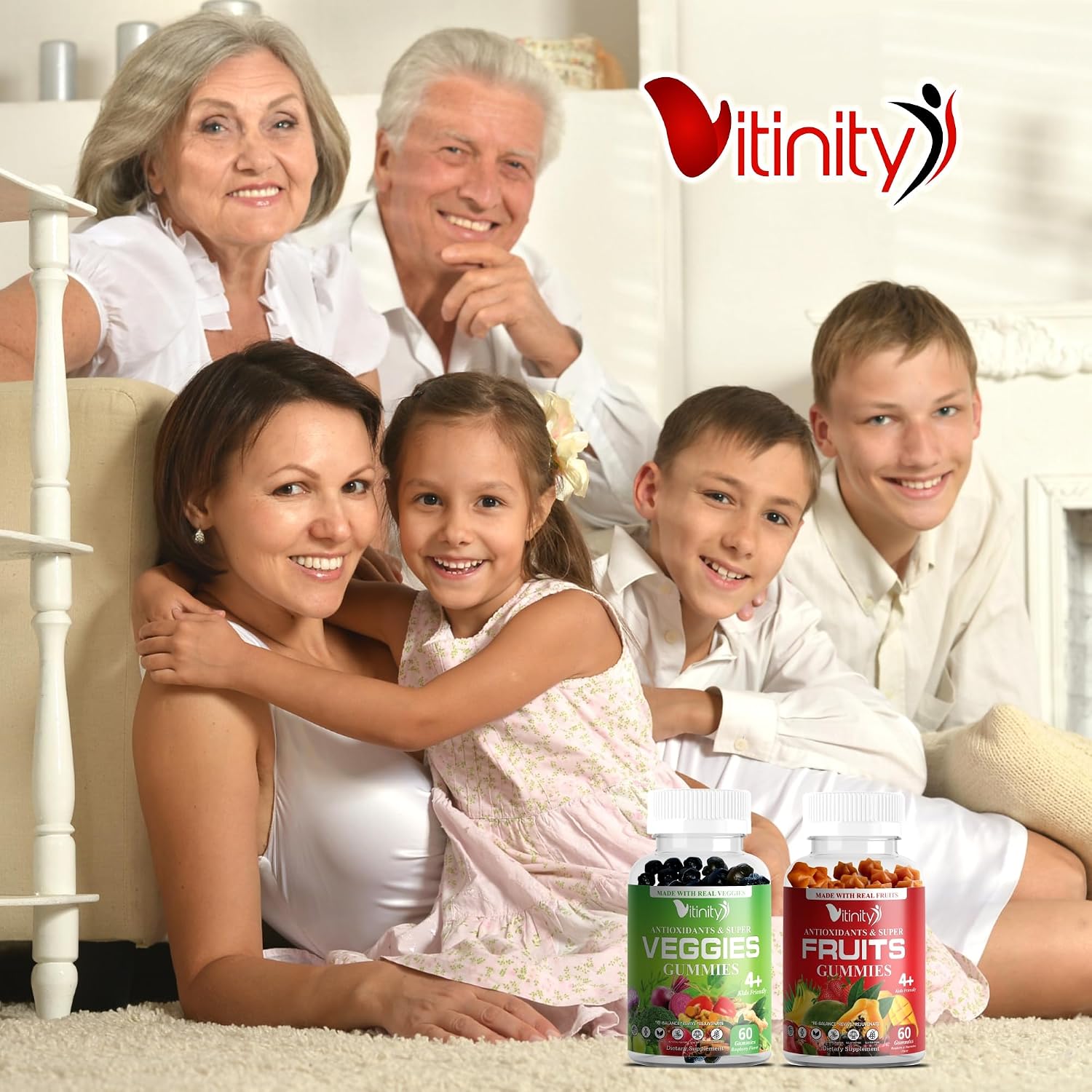 VITINITY Real Fruit and Veg Gummies - Superfood Food Supplement for Women, Men & Children - 60 Day Supply - görsel 9