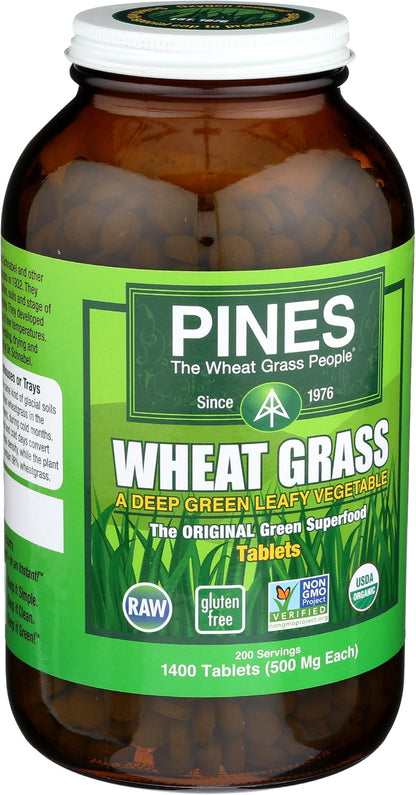 Pines Organic Wheat Grass, 1400 Tablets