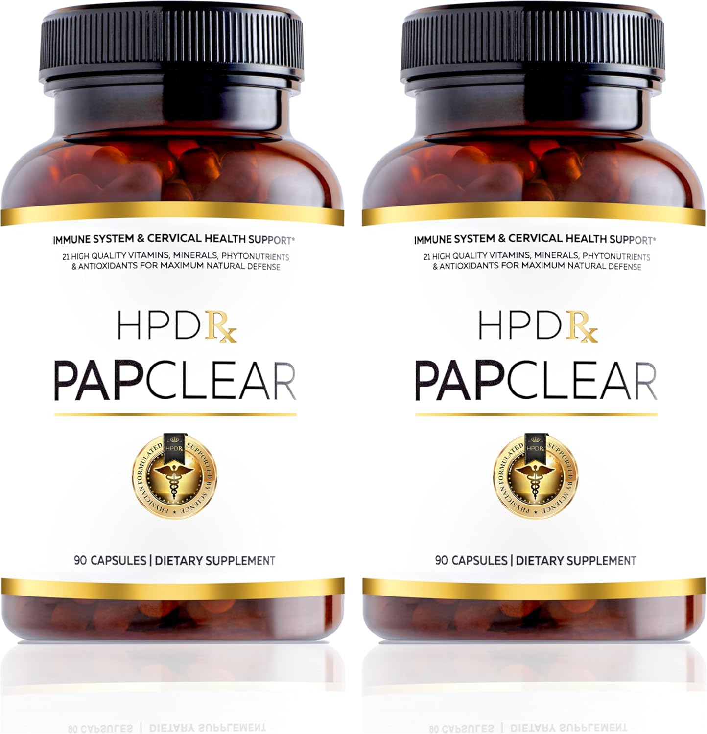 PAPCLEAR Physician Formulated | Natural Immune Support Food Supplement | 21 Vitamins & Nutrients with Organic Shiitake Mushroom & Lycopene | 90 Capsules | Pack of 2 - görsel 1
