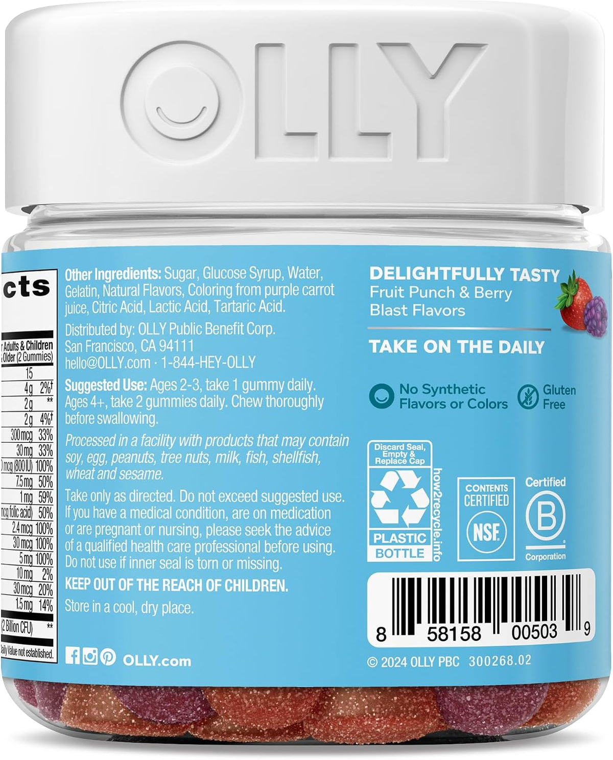 OLLY Kids Multivitamin & Probiotic Gummy - Berry - 70 Gummies - görsel 8