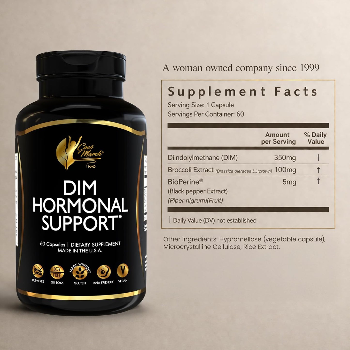 Cocó March DIM Supplement for Women – Supports Hormonal Balance, Skin care & Natural Oestrogen Metabolism – Detox & Cell Health – Gluten-free, Soya Free, Dairy-free, Vegan & Keto Friendly – 60 Capsules - görsel 8