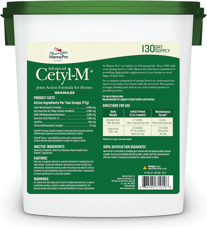 Manna Pro Cetyl-M Joint Supplement for Horses, Omega-5 Fatty Acids, Supports Mobility, Flexibility and Joint Health (5.1 kg)