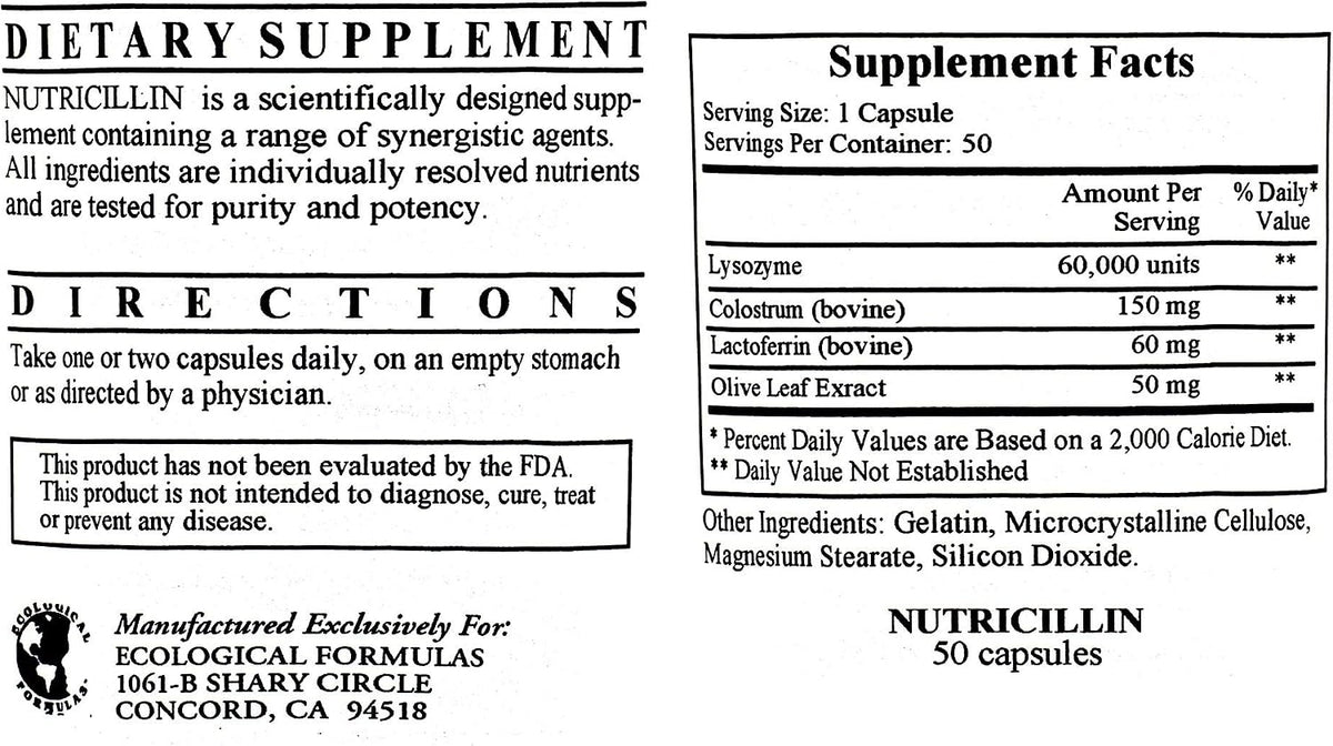 Nutricillin - 150 Capsules (3-Pack) by Ecological Formulae - görsel 2