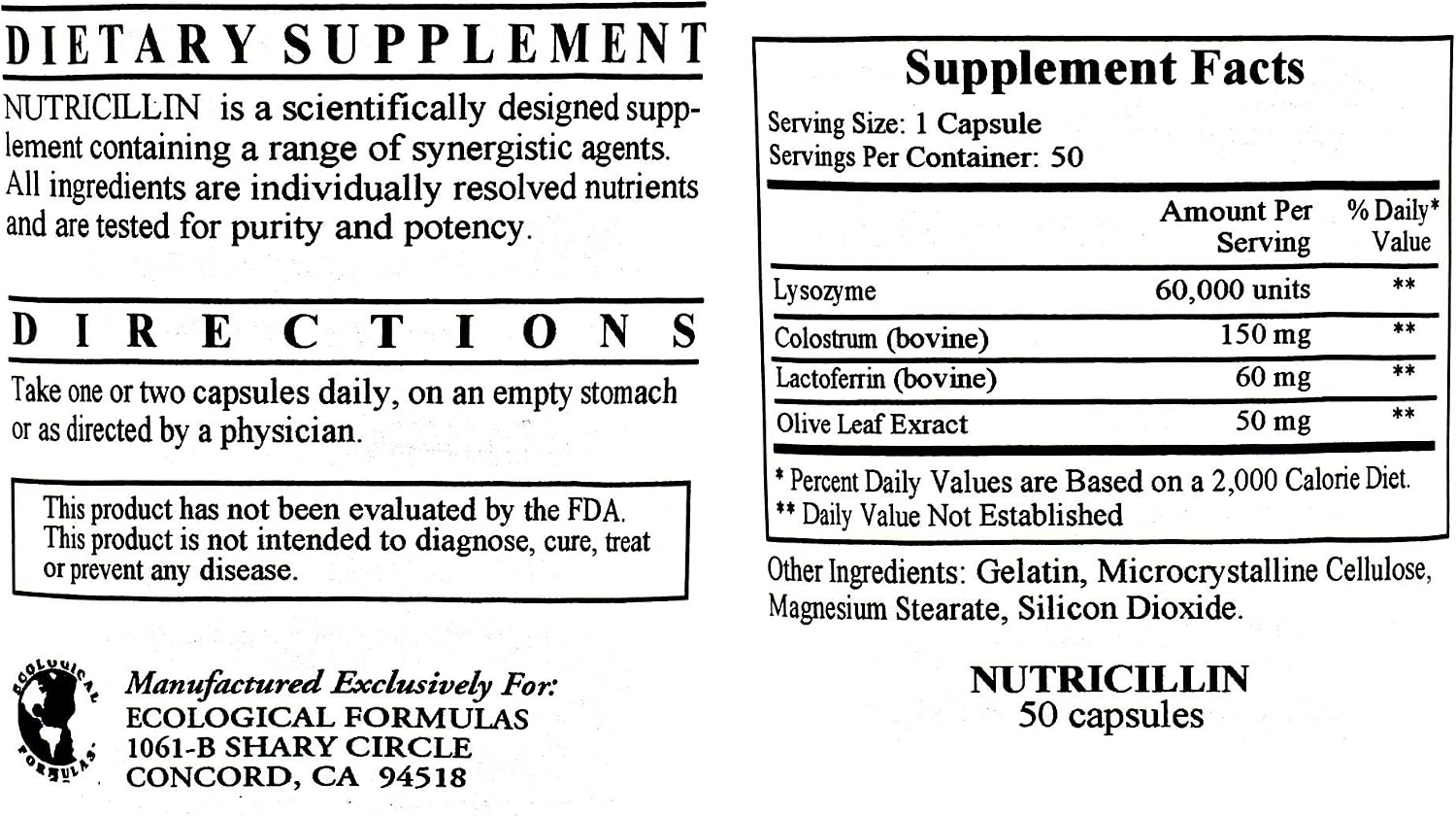 Nutricillin - 150 Capsules (3-Pack) by Ecological Formulae - görsel 2
