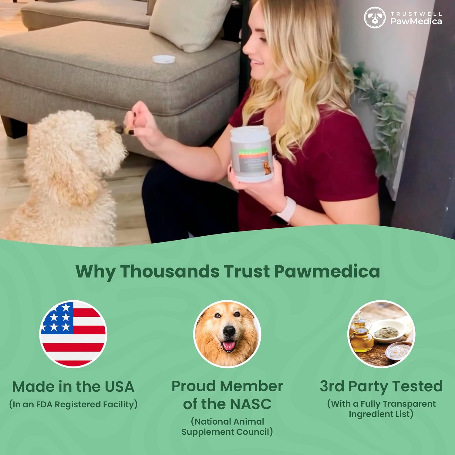PawMedica Dog Probiotics and Digestive Enzymes, Probiotics for Dogs Made in USA, Pet Probiotic Chews for Dogs, Prebiotics & Probiotic Dog Digestive Support, Probiotic Treats - 120 Dog Probiotic Chews - görsel 5