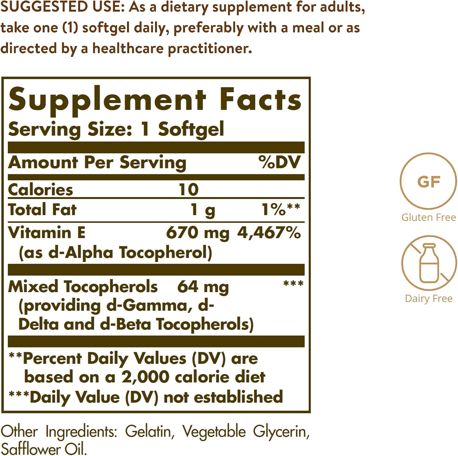 Solgar Vitamin E 670 mg (1000 IU) Mixed Softgels, 100 Softgels - görsel 2