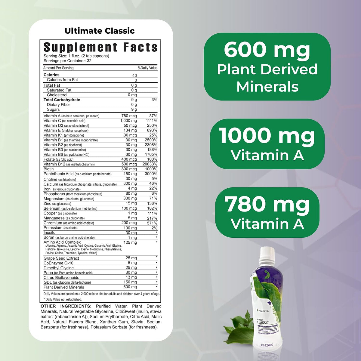Youngevity Classic 90 Pak Advanced Multivitamin - 90+ Nutrients, Plant Derived, Highly Absorbable (30 Day Supply) - görsel 3