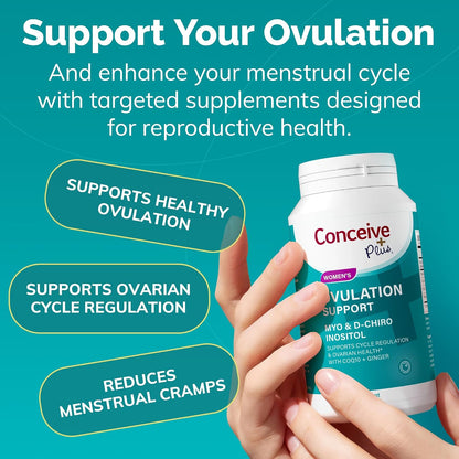 Conceive Plus Ovulation Support - Myo-Inositol & D-Chiro Inositol for Women's Fertility - PCOS Supplements for Reproductive Health - 30 Day Supply