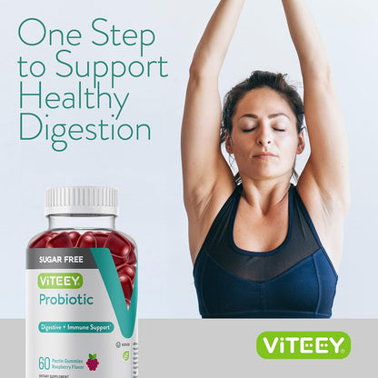 Viteey Probiotic Gummies - Sugar-Free, 2 Billion CFUs