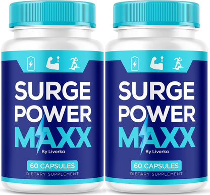 (2 Pack) Surge Power Maxx Supplement for Men, SurgePower Max Male Pills Formula, Premium All-Natural Advanced Support, 120 Capsules for 2 Months