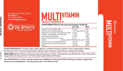 Dr. Spray's Multivitamin (30-Day Supply) - Great Tasting, Fast-Acting, Vegetarian, Non-GMO, with 100% DV Vitamin B12 and D3