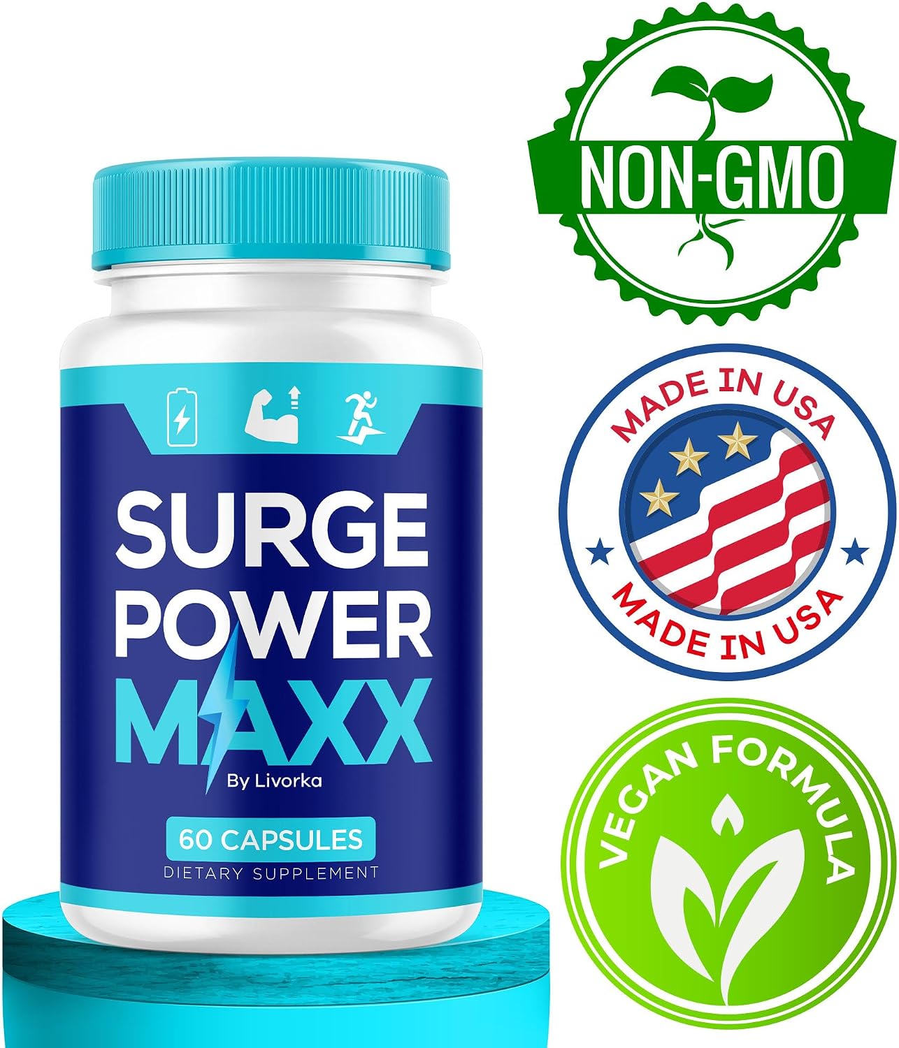 (2 Pack) Surge Power Maxx Supplement for Men, SurgePower Max Male Pills Formula, Premium All-Natural Advanced Support, 120 Capsules for 2 Months - görsel 5