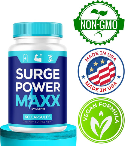 (2 Pack) Surge Power Maxx Supplement for Men, SurgePower Max Male Pills Formula, Premium All-Natural Advanced Support, 120 Capsules for 2 Months