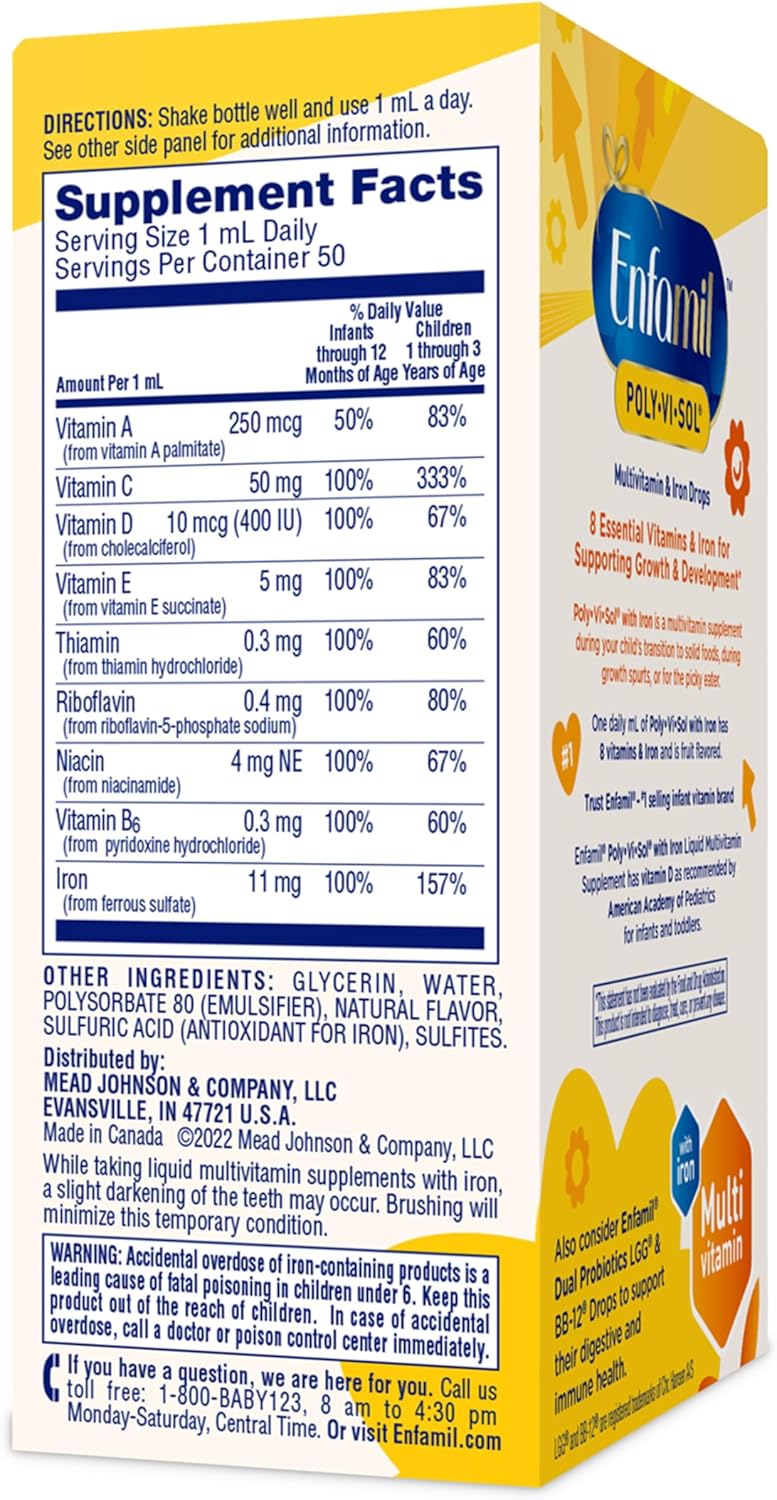 Enfamil Poly-Vi-Sol 8 Multi-Vitamins & Iron Food Supplement Drops for Infants and Toddlers - görsel 7