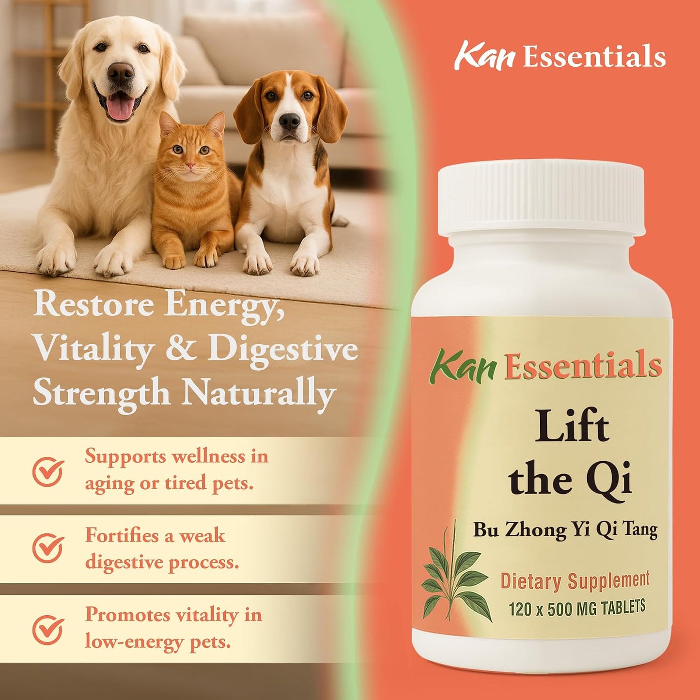 Kan Herb Company Lift the Qi – Traditional Chinese Herbal Blend for Dogs and Cats, 120 Tablets - görsel 5